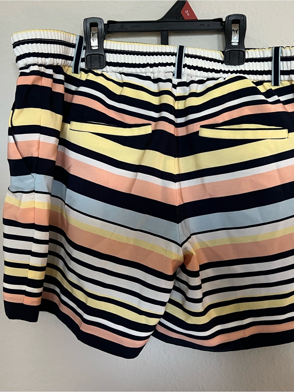 The Limited Striped Pastel Mid-Rise Women's Shorts - Navy, Peach & Yellow size 4